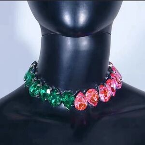 Elegant Green and Pink Gemstone Necklace